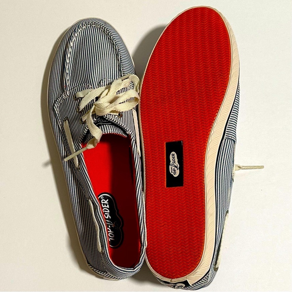 Sperry Top-Sider Blue and White Striped Boat Shoes New Women's Size‎ 8.5M Summer - Picture 6 of 15